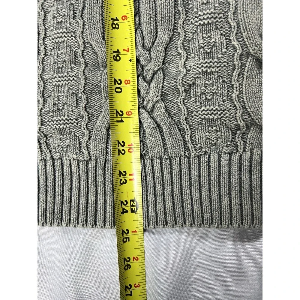 J Jill Olive Green Mineral Wash Thick Cable Knit Chunky Cotton Sweater L Tall - Picture 5 of 12